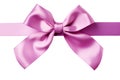 Pink tied silk ribbon on transparent background