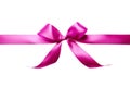 Pink tied silk ribbon on transparent background