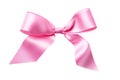 Pink tied silk ribbon on transparent background