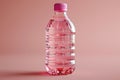 Pink Tinted Plastic Water Bottle on Soft Background. Generative ai