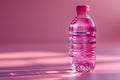 Pink Tinted Plastic Water Bottle on Soft Background. Generative ai