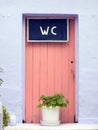 Pink toilet door