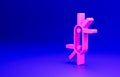 Pink Tool allen keys icon isolated on blue background. Minimalism concept. 3D render illustration