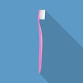 Pink toothbrush icon, flat style Royalty Free Stock Photo