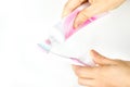 Pink toothpaste toothbrush Royalty Free Stock Photo