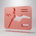 Pink Topographic map with route and coordinates icon isolated on pink background. Minimalism concept. 3D render Royalty Free Stock Photo