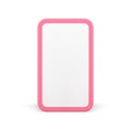 Pink touch screen smartphone empty screen internet promo presentation realistic 3d icon vector