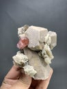 Pink tourmaine with microcline feldspar and qartz specimen from skardu Pakistan