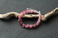 Pink tourmaline bracelet. Bracelet made of stones on hand from natural stone Pink tourmaline. Bracelet made of natural stones.