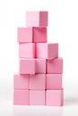 Pink Toy Building Blocks White Background Royalty Free Stock Photo