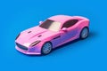 Pink toy car on blue background Royalty Free Stock Photo