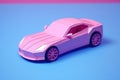 Pink toy car on blue surface Royalty Free Stock Photo