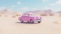 a pink toy car in the desert Royalty Free Stock Photo