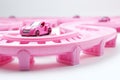 Pink Toy Toy Race Car Track White Background