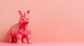 Pink Toy Rhino Standing Next to Pink Wall