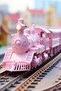 Pink Toy Toy Train Set White Background