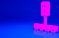 Pink Train traffic light icon isolated on blue background. Traffic lights for the railway to regulate the movement of Royalty Free Stock Photo