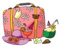 Pink Travel Baggage Color Illustration Design