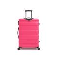 Pink travel suitcase travel concept minimal style back view 3d render on white Royalty Free Stock Photo