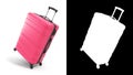 Pink travel suitcase travel concept minimal style 3d render on white with alpha Royalty Free Stock Photo