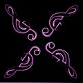 Pink treble clefs with neon effect.