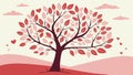 Pink tree with heart leaves, gentle knowledge, tender learning approach, Vector Design, Generative AI