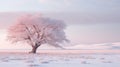 Lonely Cottonwood: A Frosty White Tree In A Snowy Prairie Royalty Free Stock Photo