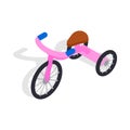 Pink tricycle icon, isometric 3d style