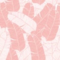 Pink tropical banana palm leaves seamless vector pattern background Royalty Free Stock Photo