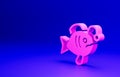 Pink Tropical fish icon isolated on blue background. Exotic fish. Minimalism concept. 3D render illustration Royalty Free Stock Photo