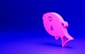 Pink Tropical fish icon isolated on blue background. Exotic fish. Minimalism concept. 3D render illustration Royalty Free Stock Photo