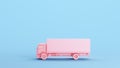 Pink Truck Delivery Transportation Haulage Freight Lorry Commercial Industry Logistics Kitsch Blue Background Side View