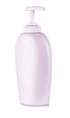 Pink tube bottle of shampoo, conditioner, hair rinse isolated on a white background with reflection Royalty Free Stock Photo