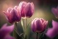 Pink tulip petal perfection, created with generative AI