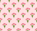 Pink Tulip Seamless on Pink Background. Vector Illustration Royalty Free Stock Photo