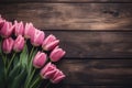 Pink tulips background. Generate Ai Royalty Free Stock Photo