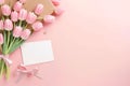 pink tulips with blank note pink tulips and blank card pink tulips with blank card Royalty Free Stock Photo