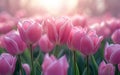 Pink Tulips Blooming in a Lush Garden During Springtime Royalty Free Stock Photo