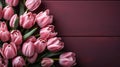 Pink Tulips on Pastel Background Spring Floral Arrangement GenerativeAI Royalty Free Stock Photo