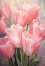 Pink Tulips in a Vase with an Extremely Furry Hopper