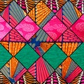 Pink Turquoise and Orange African Print Fabric