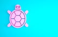 Pink Turtle icon isolated on blue background. Minimalism concept. 3d illustration 3D render Royalty Free Stock Photo