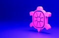 Pink Turtle icon isolated on blue background. Minimalism concept. 3D render illustration Royalty Free Stock Photo