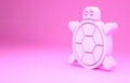 Pink Turtle icon isolated on pink background. Minimalism concept. 3d illustration 3D render Royalty Free Stock Photo
