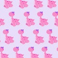 Pink turtle seamless pattern Cute swimming Royalty Free Stock Photo