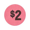 Pink two dollar garage sale sticker