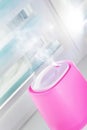 Pink ultrasonic humidifier on a window moistens dry air Royalty Free Stock Photo