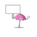 Pink umbrella cute cartoon character bring a board Royalty Free Stock Photo