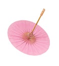 Pink umbrella handmade on white background, clipping path Royalty Free Stock Photo