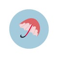 Pink umbrella illustration circle icon sticker